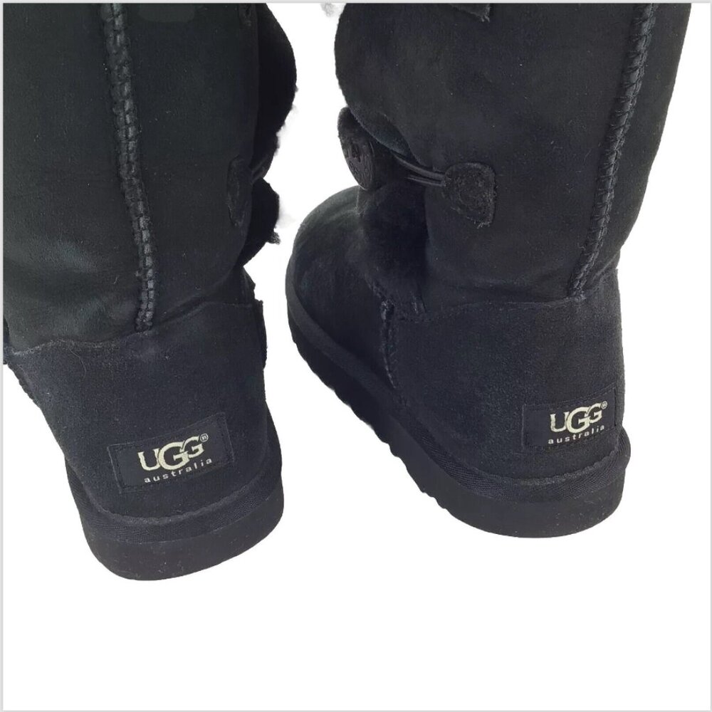 Ugg Bailey Button Tall Triplet Suede Fur Shearling Lined Boots Black Size 7 - Picture 12 of 14